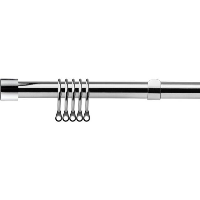 New Edge Blinds 160-300cm Extendable Chrome Fenton Metal Curtain Pole - Silver - 160 - 300cm