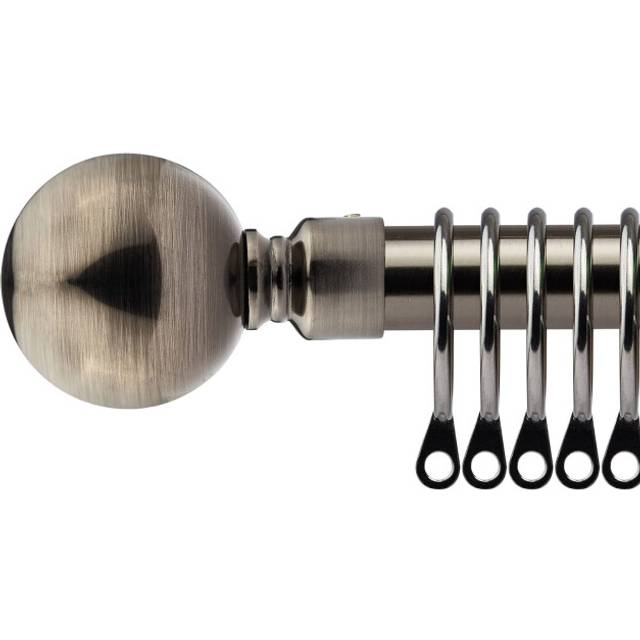 New Edge Blinds 160-300cm Extendable Black Silk Sphere Metal Curtain Pole - 160 - 300cm