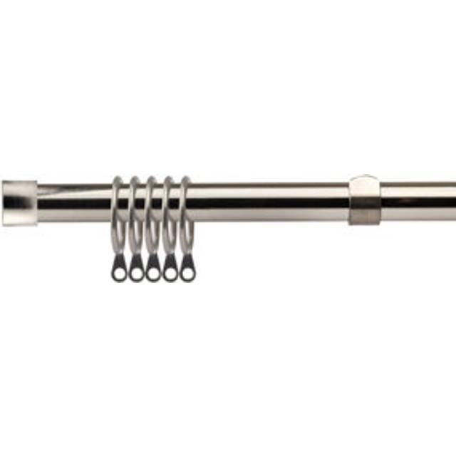 New Edge Blinds 160-300cm Extendable Brushed Silver Fenton Metal Curtain Pole - 160 - 300cm