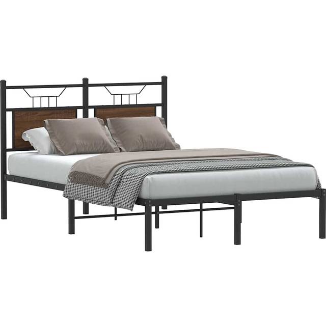 vidaXL Bed Frame without Mattress Brown Oak 120x190 cm Small Double Engineered Wood