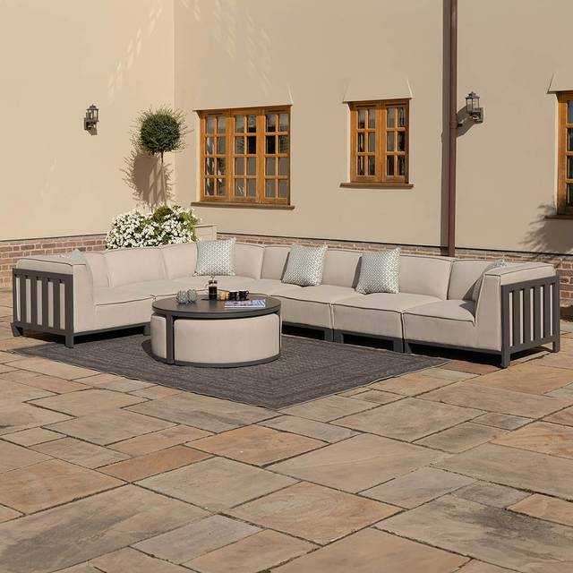 Ibiza Large Corner Sofa Set With Round Coffee Table - Oatmeal