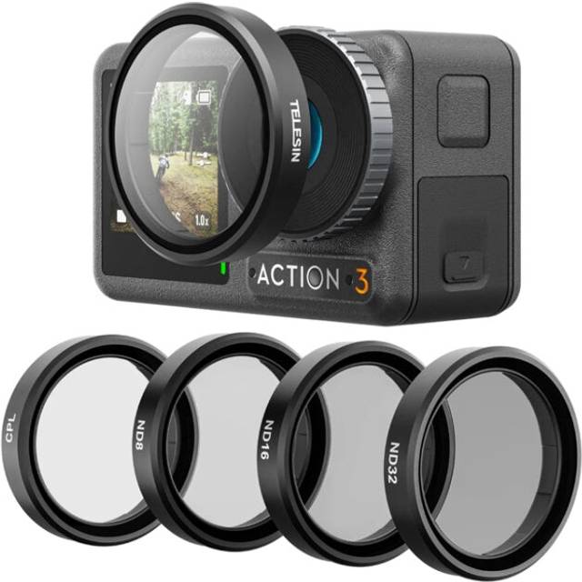 For DJI OSMO Action 3 / 4 TELESIN ND CPL Filter Set Aluminium Alloy Frame Lens(CPL+ND8/16/32 Set)
