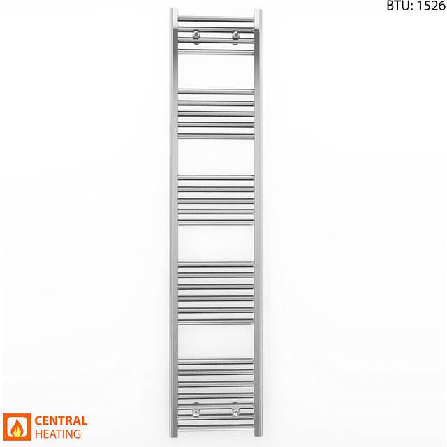 (400 x 1600 (BTU: 1526), TRV Chrome Angled Valves) 400mm Wide Chrome Towel Rail Radiator With Valves