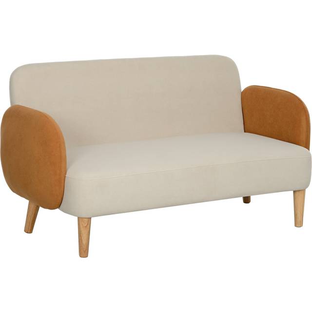 HOMCOM Modern 2 Seater Sofa w/ Rubber Wood Legs 130 x 74 x 76cm Cream Orange