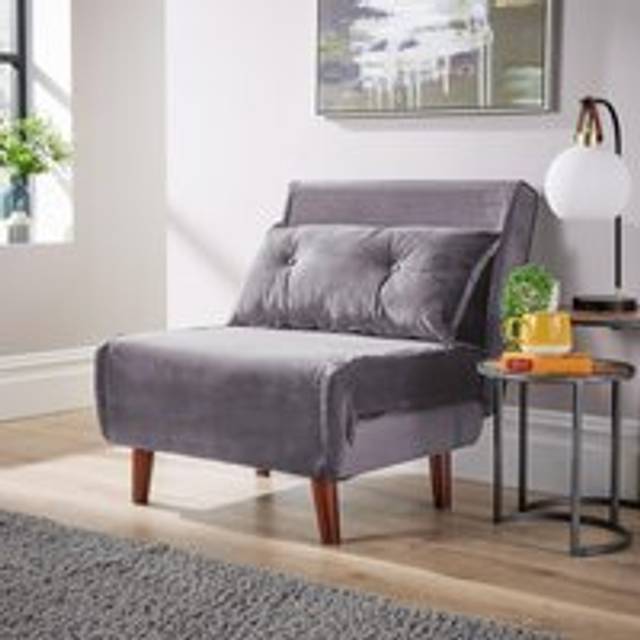 (Grey - Single) Morella Velvet Single / Double Folding Sofa Bed