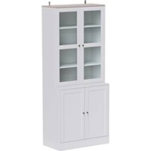 HOMCOM Modern Bookcase Display Storage Cabinet w/ Doors Adjustable Shelves, Brown
