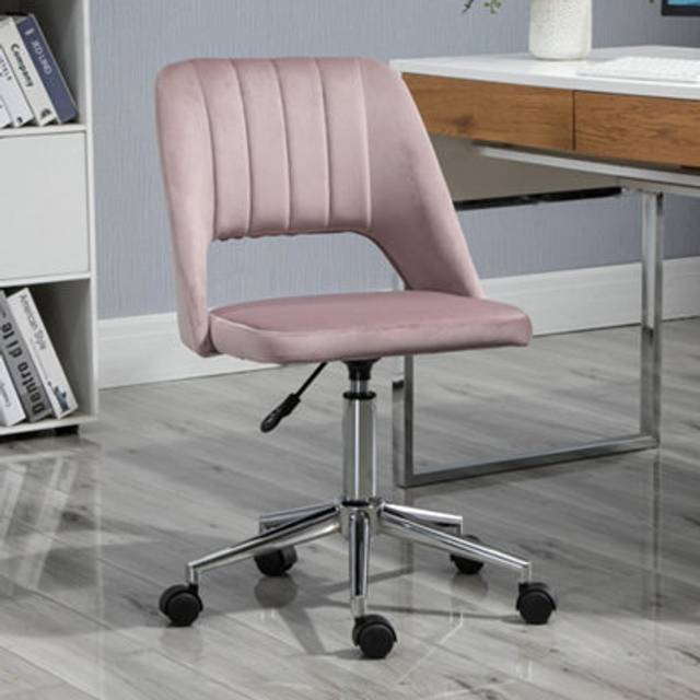 Vinsetto Mid-Back Swivel Home Office Chair Scallop Computer Chair - Pink | TJ Hughes