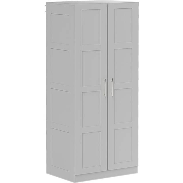 HOMCOM Wardrobe for Bedroom - Double Wardrobe with Hanging Rail - Grey | TJ Hughes White
