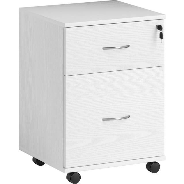 HOMCOM Pedestal Office Mobile Filing Cabinet 2 Drawer - Oak | TJ Hughes White