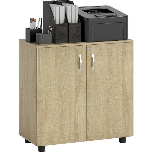 Vinsetto Lockable Filing Cabinet, 2-Tier Storage Cabinet, Office Storage Cabinet with 2 Keys for Home Office, Oak