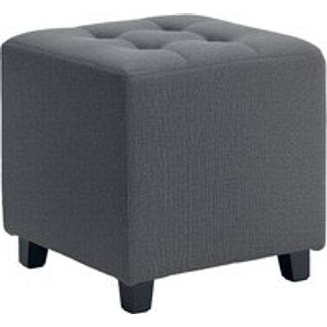 HOMCOM Small Footstool Square Ottoman with Padded Seat for Living Room Grey | TJ Hughes