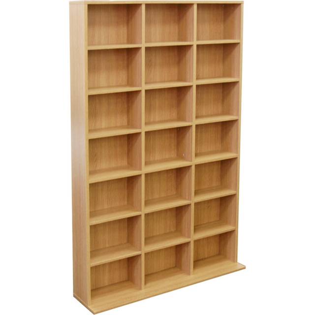 PIGEON HOLE - 588 CD 378 DVD Blu-ray Media Storage Shelf Unit - Beech - Beech - Brown