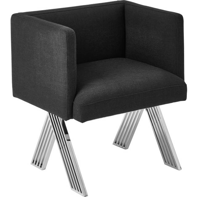 Piermount Dining Chair - Textile/Synthetic/Wood/Metal - L57 x W67 x H73 cm - Black/Silver