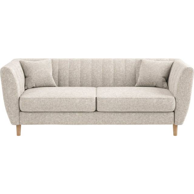 Solace+Co Remi 3 Seater Mid Century Sofa Beige Chenille