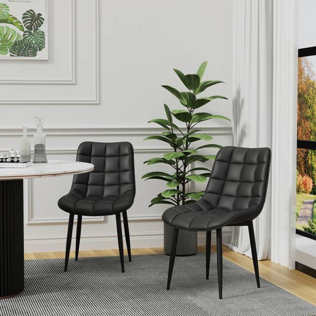 More4homes Nova Modern Faux Leather Dining Chair Padded Seat Metal Legs Kitchen 4 Pcs Black, Black