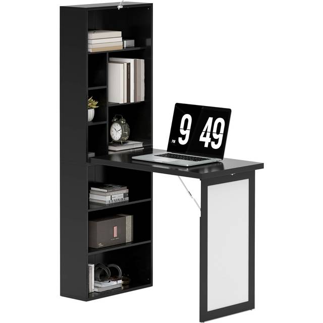 HOMCOM Convertible Desk with Whiteboard Multi-function Workstation - Black | TJ Hughes White