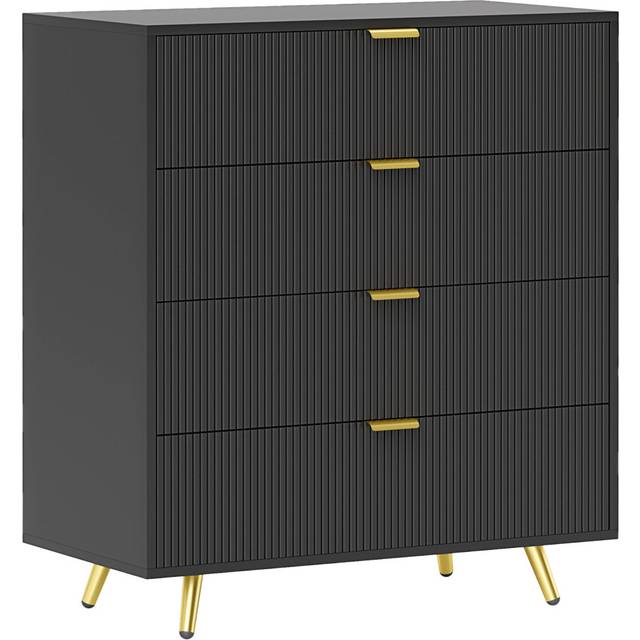 HOMCOM Chest of Drawers with 4 Drawers for Bedroom, Living Room, Black