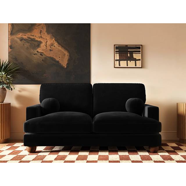 Solace+Co Solace+co Addison 2 Seater Velvet Sofa - Black, Black