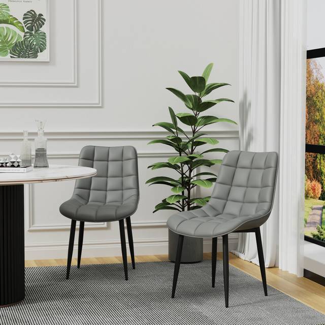 More4homes Nova Modern Faux Leather Dining Chair Padded Seat Metal Legs Kitchen 4 Pcs Grey, Grey