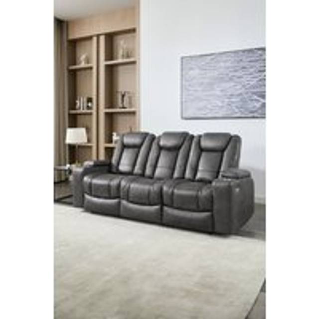 Ashton Electric Recliner 3 Seater Sofa Technology Fabric With Built-In Plugs & USB-C Charging - Grey - One Size