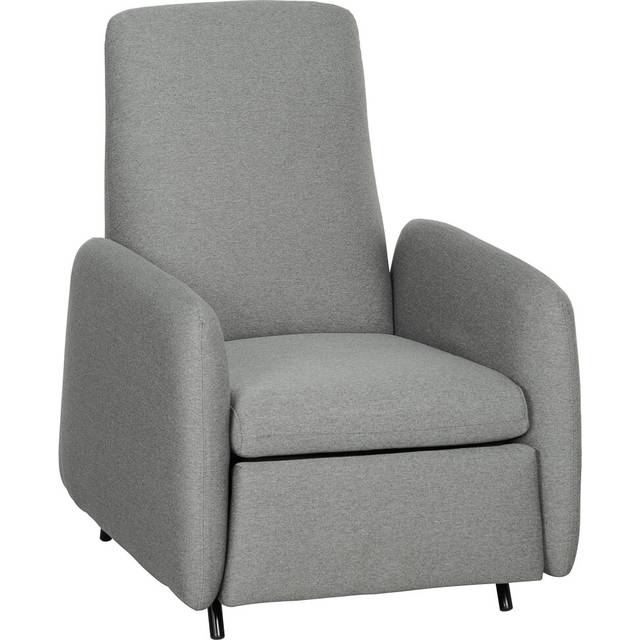 HOMCOM Push Back Recliner Chair Fabric Reclining Armchair for Bedroom Grey
