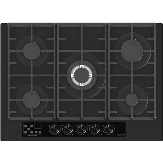 CDA HVG731MB 70cm 5 Burner Gas On Glass Hob - BLACK