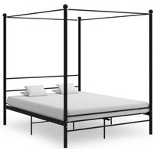 Canopy Bed Frame Black Metal 160x200 cm - One Size