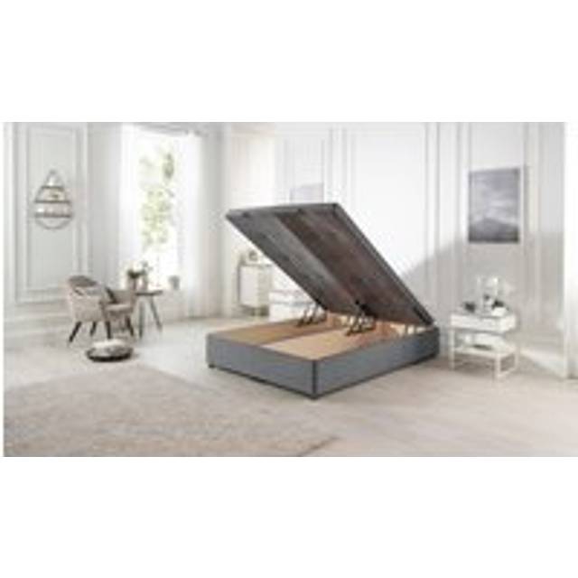 Richworth End Opening Storage Ottoman Bed in Plush Fabric - Grey - Super King