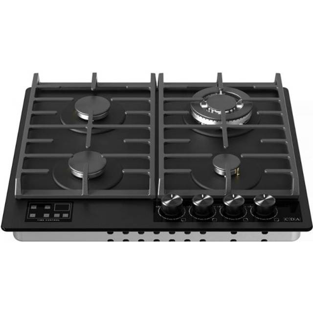 CDA HVG631MB 58cm 4 Burner Gas On Glass Hob - BLACK