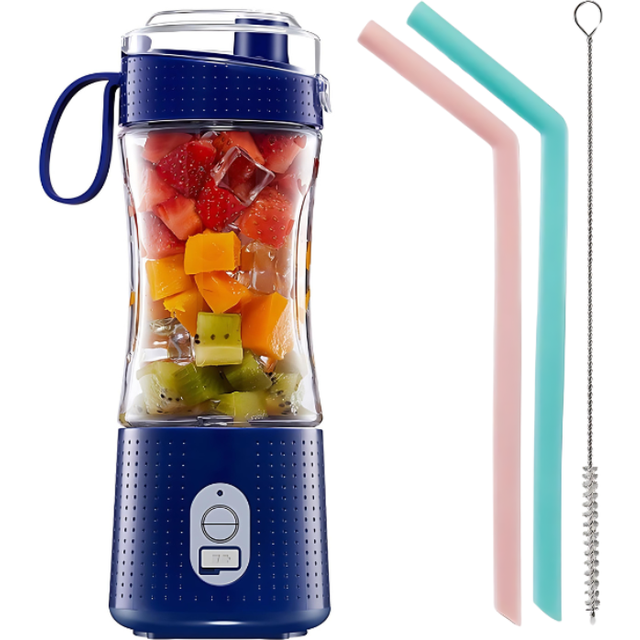 Mini Juicer Navy Blue Blender Rechargeable Bottle Shaker 380Ml Juicers