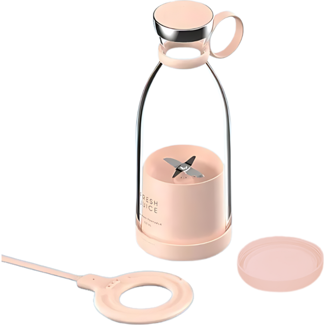 Mini Juicer Pink With Lid 350 Millilitre Blender Wireless Rechargeable Mixer Extractor Juicers