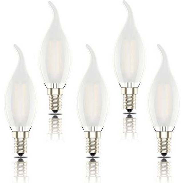 E14 Led Candle Bulbs, Frosted Flame Filament, SES C35 Small Edison Screw Light Bulb, 4W (40W Equivalent),Warm White 2700K, Pack of 5