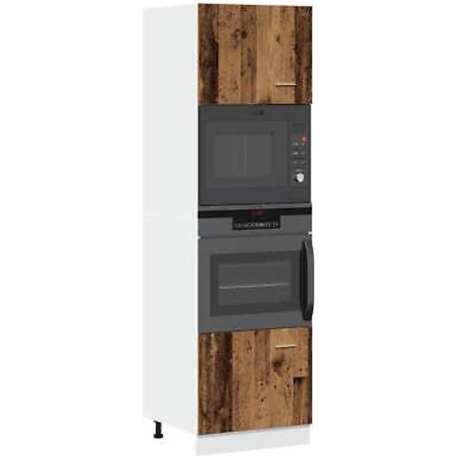 vidaXL Microwave Cabinet Lyon Old Wood 60x57x207 cm Engineered Wood - Brown