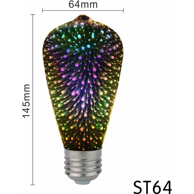 (ST64, 220V) 3D Led Bulb Star Firework Edison Night Light 110V 220V Decoration Lighting