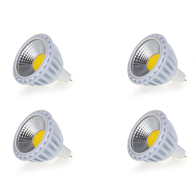 4X GU5,3 / MR16 6W COB LED Lamp Spot Light Bulb 420LM 60 3000K Warm White DC 12V
