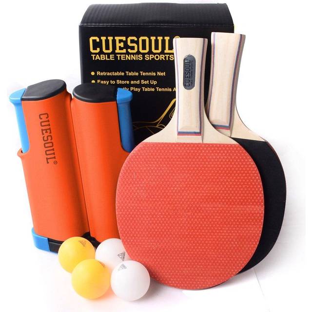 CUESOUL Portabelt Bordtennisset Tennisnät x 1 racket x 2 boll x 4 ++ (Orange)
