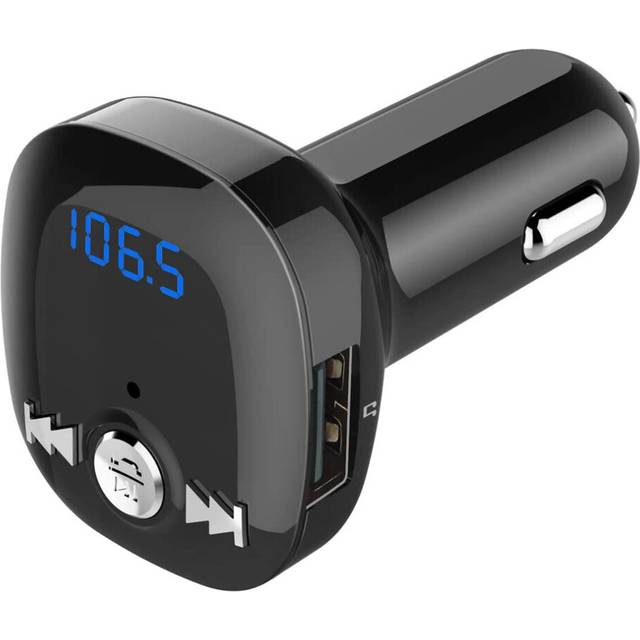 Chronus Car Bluetooth Adapter Radio Transmitter, Bluetooth FM Transmitter for Car with Dual USB Ports, Support Connection of Dual Phones, QC3.0 Fast