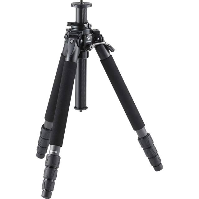 Velbon Carbon Tripod Large Professional Geo N740 4 Stage Nut Lock Leg Diameter 32mm Gear Elevator Head Sold Separately 448033 black