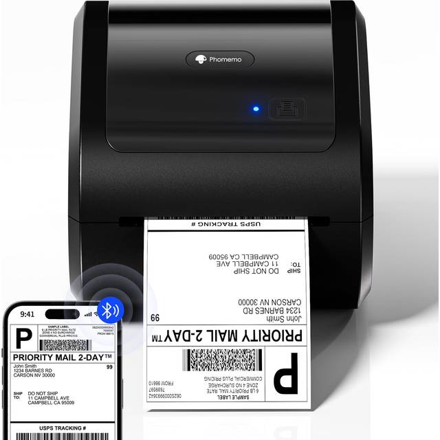Phomemo Thermal Label Printer Bluetooth Connection 4 Cargo Label Printer Smartphone Compatible PC Compatible Label Printer High Speed Continuous black