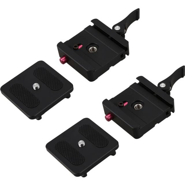 2X Aluminum 1/4 Inch & 3/8 Quick Release Plate + Clamp Adapter Mount W/Lock for Dslr Camera Tripod