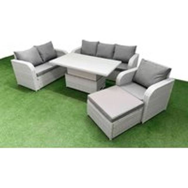 Love Sofa With 3 Seater Sofa, Reclining Chair, Stool & Lifting Table | Wowcher - Grey