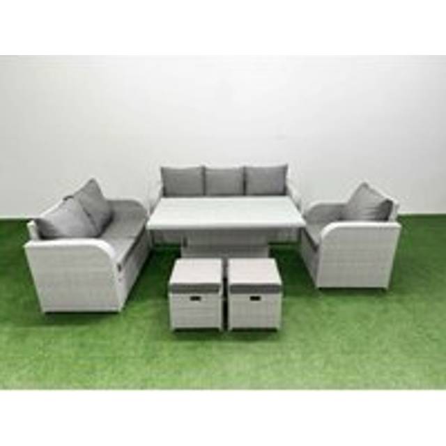 Love Sofa With 3 Seater Sofa, Reclining Chair, 2 Stools & Lifting Table | Wowcher - Grey