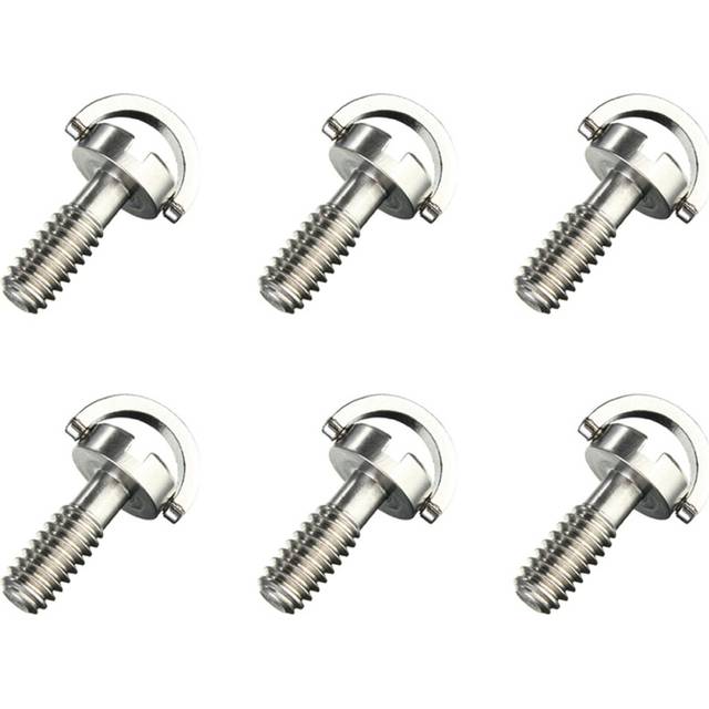 6X Long 1/4 Inch D-Ring Screw Stainless Steel for Camera Tripod Quick Release Plate Silver