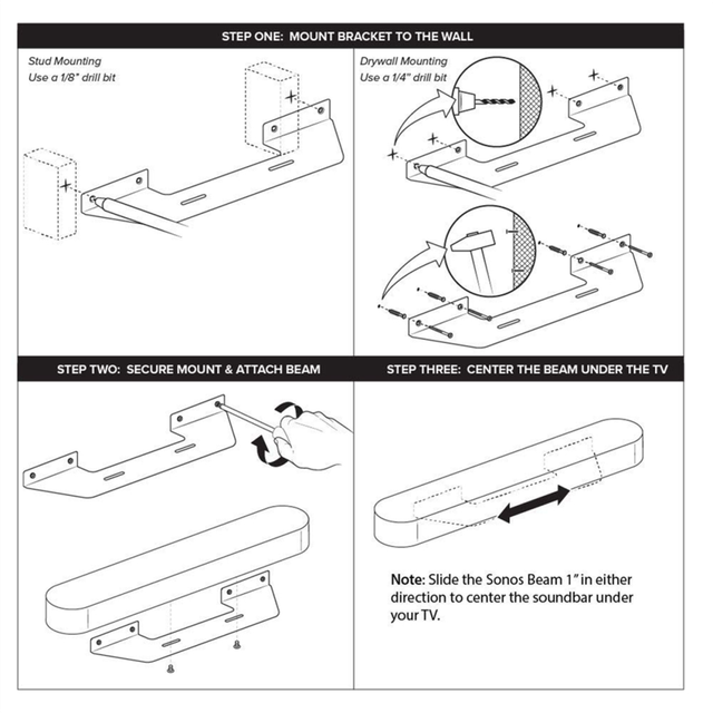 Speaker Wall Mount Bracket for Beam Gen1 Gen2 Sound Bar