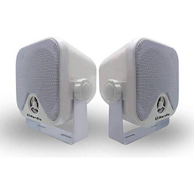 Herdio 120W Waterproof Surface Mount Mini Pod Speakers Marine Box Outdoor Loudspeakers for Car Van Truck Tractor Caravan Motorhome Rear Shelf Dec