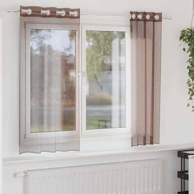 (brown, 140 x 140 cm) vidaXL Voile Curtains with Grommets 2 pcs Apple Green 140x225 cm net curtain