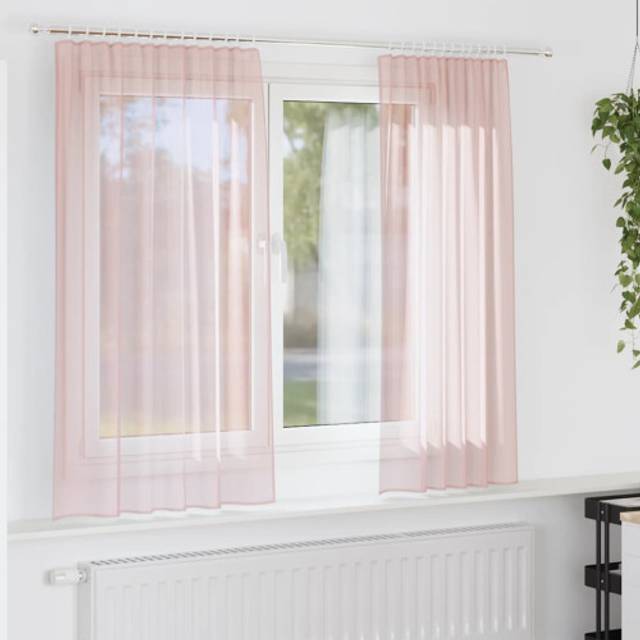 vidaXL Voile Curtains with Loops 2 pcs Light Pink 140x140 cm