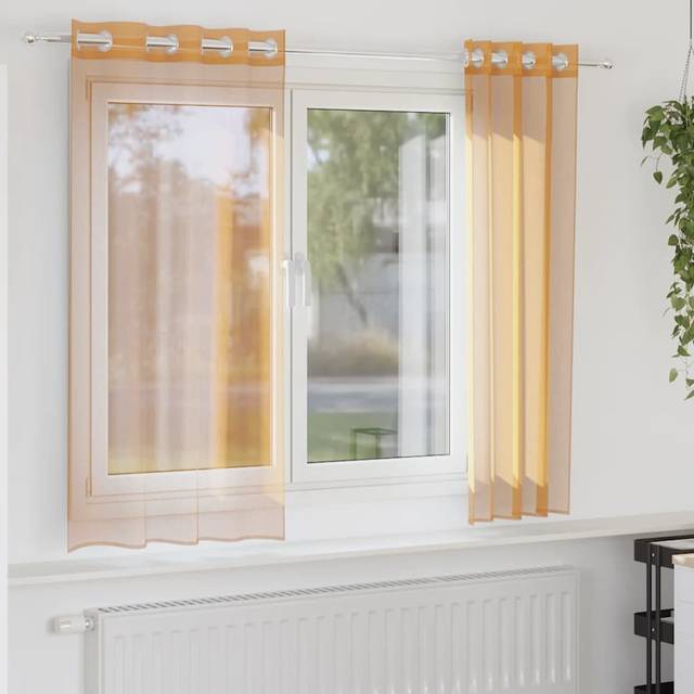 vidaXL Voile gardiner med genomföringar 2 st orange 140x140 cm