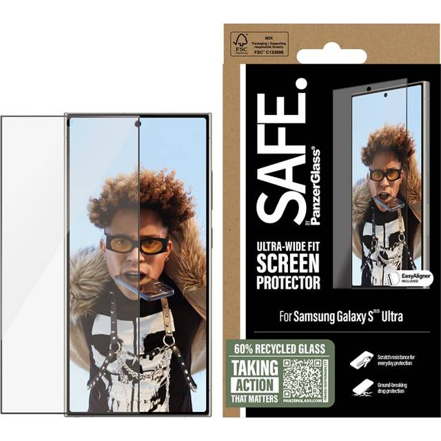 PanzerGlass SAFE. by Screen Protector Samsung Galaxy S25 Ultra | Ultra-Wide Fit