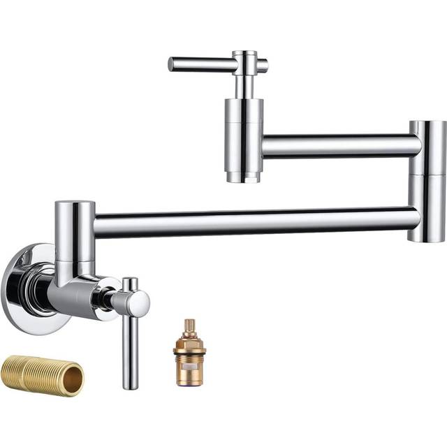 (Type A Electroplating) Copper Pot fill Faucet Over Stove, Wall Mount Kitchen Faucet, Brass Folding Faucet Double Swing Arm